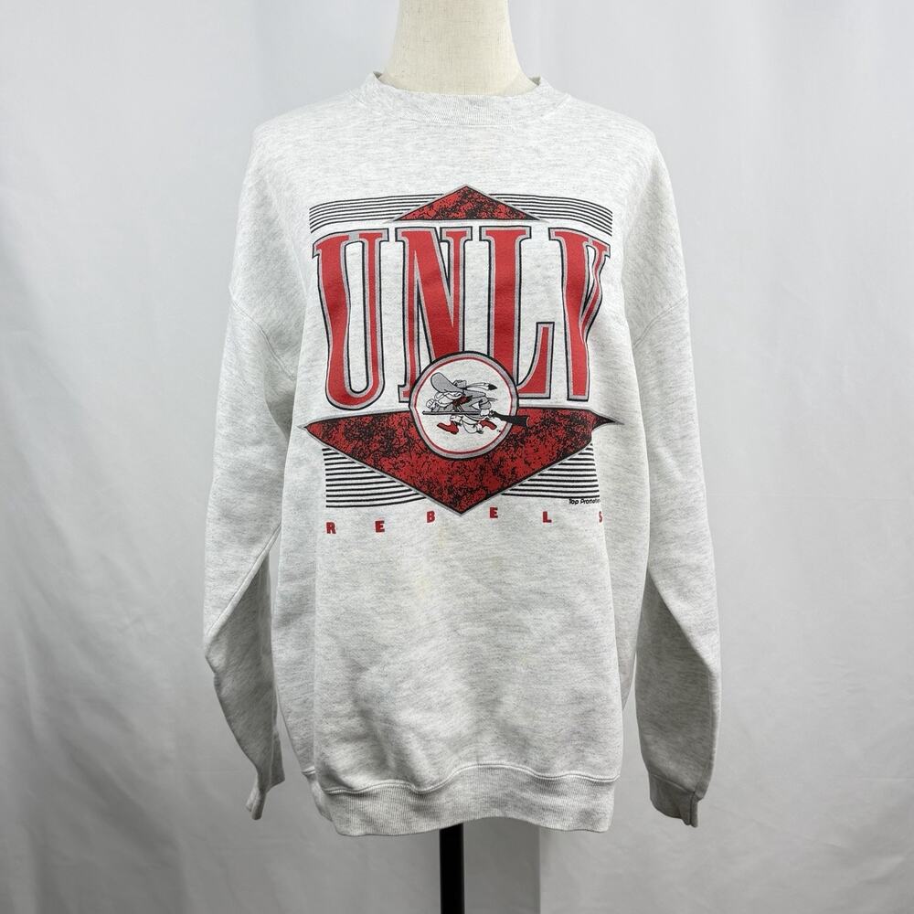 Vintage 90s UNLV Rebels Crewneck Sweatshirt Gray Graphic USA Large